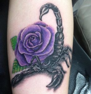 scorpion flower tattoo
