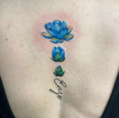 Blue water lily tattoo1