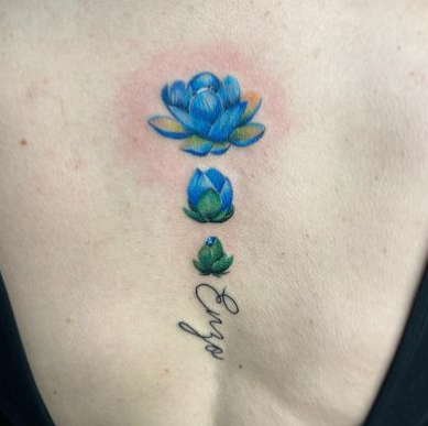 Blue water lily tattoo1