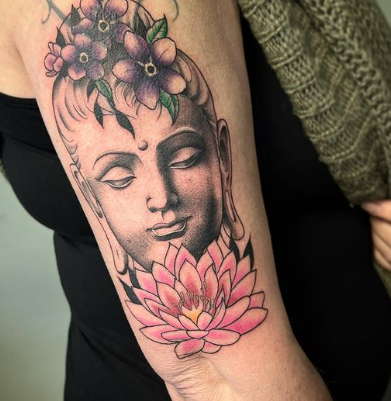 Buddha and water lily tattoo