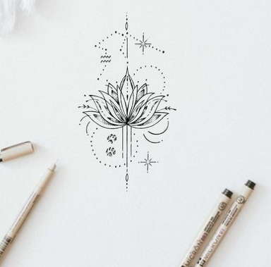 Geomaetric water lily tattoo