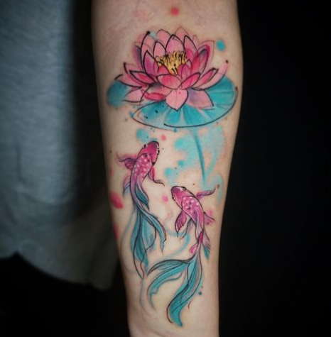 Pink water lily tattoo