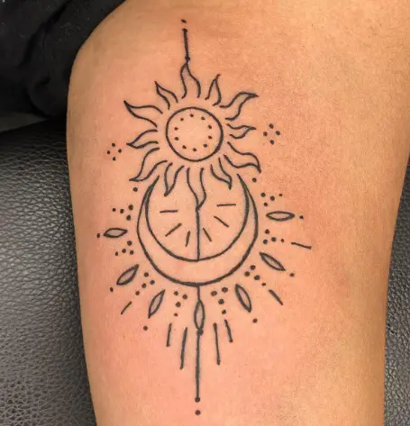 Sun moon matching tattoo
