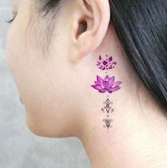Water lily and violet tattoo