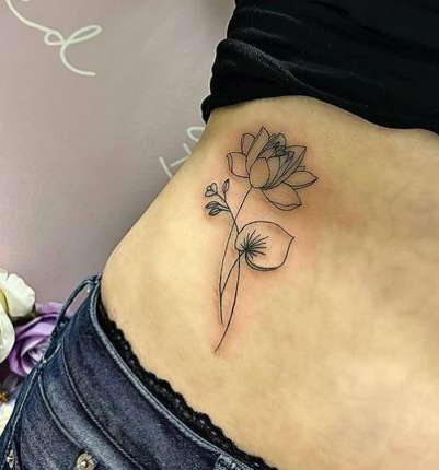 Water lily tattoo fine line