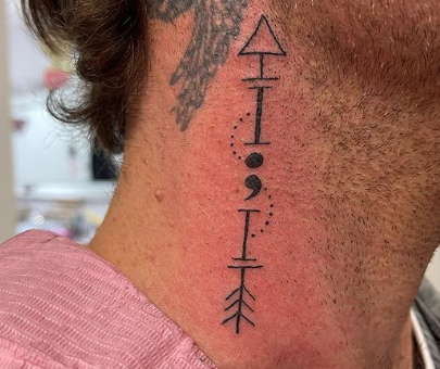 arrow tattoo on neck for men