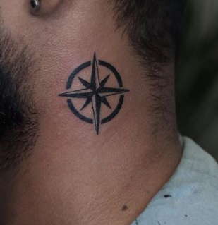 compass neck tattoos for men