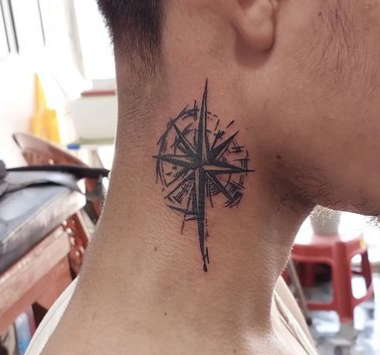 compass neck tattoos for men