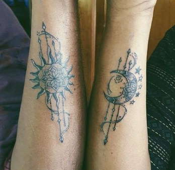 couple sun and moon tattoo