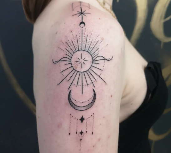 mandala sun and moon tattoo