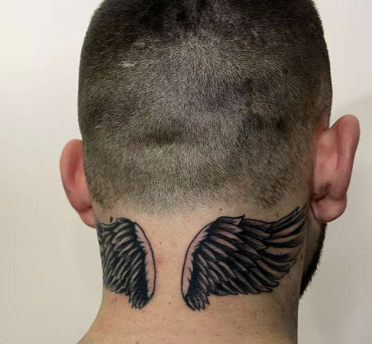 neck tattoos for men wings