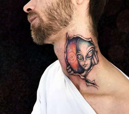 realistic neck tattoos for men