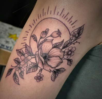 sun and flower tattoo