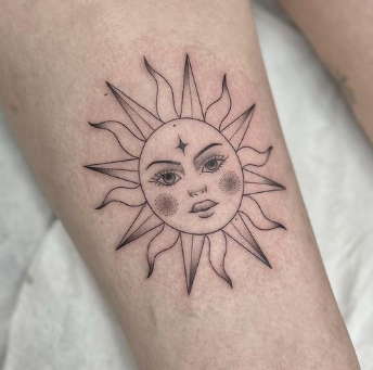 sun face tattoo