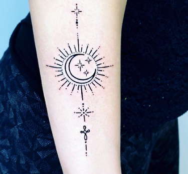 sun moon and star tattoo