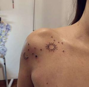 sun shoulder tattoo