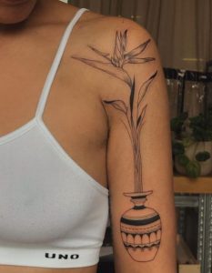 Black and White Birds of Paradise Tattoo on Arm