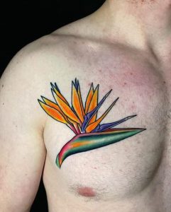 Birds of Paradise Tattoo on chest