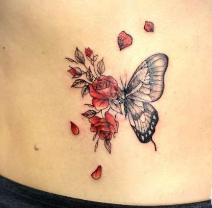 Classy belly button tattoo for females