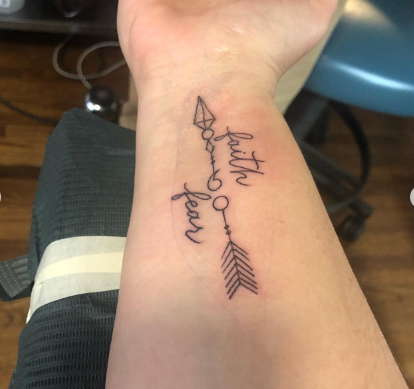 Faith over Fear Tattoo with Arrow