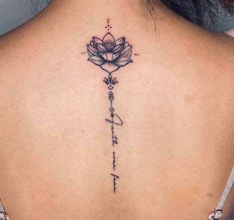 Faith over the fear tattoo with flowers