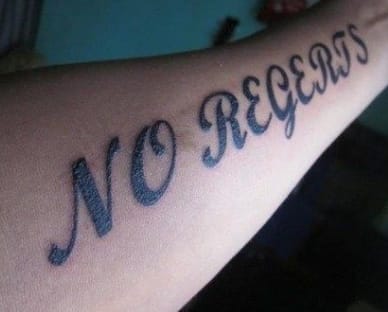 Mispelled Regrets Tattoo