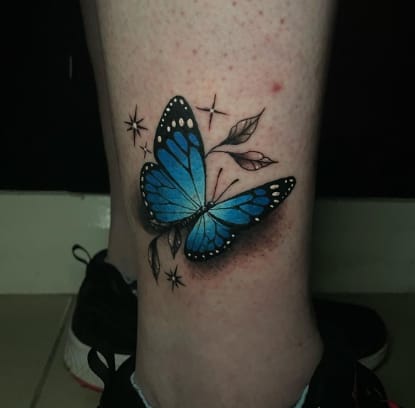 3D Blue Butterfly Tattoo