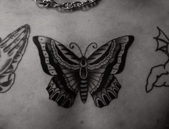 American Traditional Butterfly Tattoo