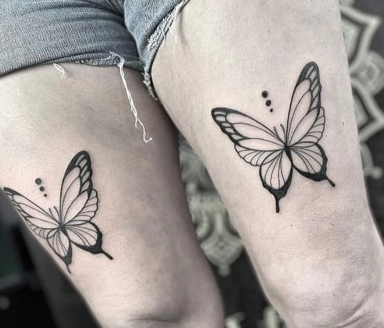Black Butterfly Thigh Tattoo