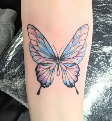 Blue Light Purple Butterfly Tattoo