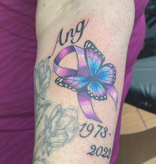 Blue & Purple Butterfly Tattoo