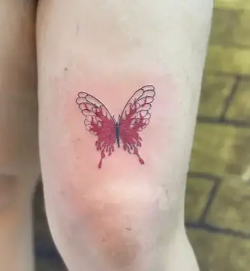 Red Butterfly Leg Tattoos for Females