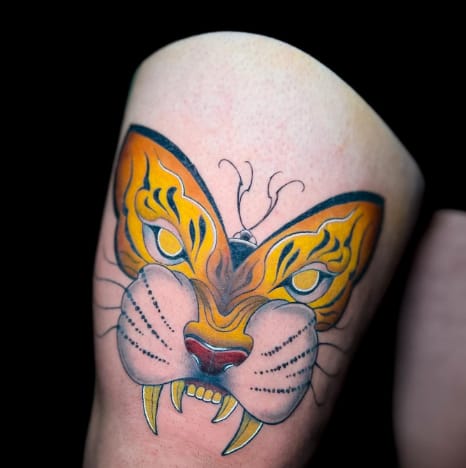 Butterfly With Tiger Tattoo