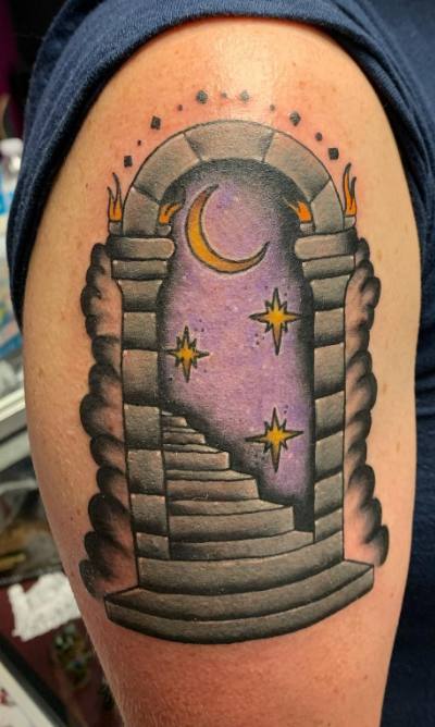 Coloured Stairway to Heaven Tattoo 2