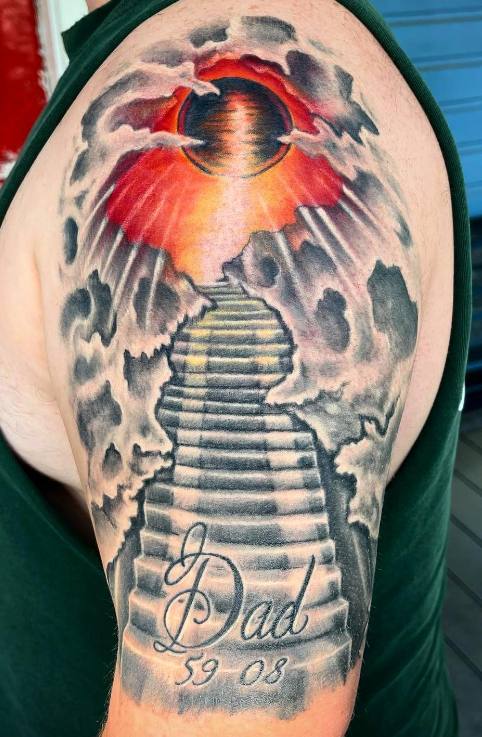 Coloured Stairway to Heaven Tattoo 3