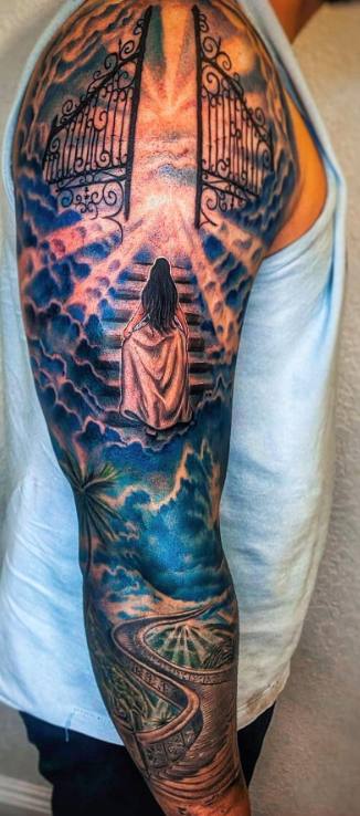 Coloured Stairway to Heaven Tattoo 4