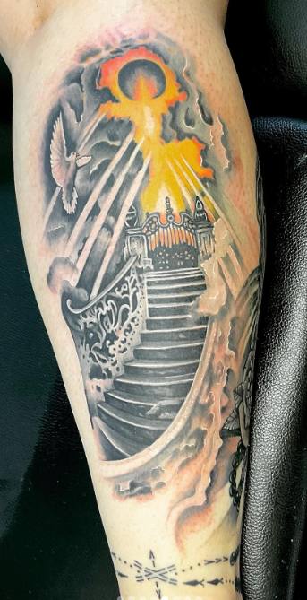 Coloured Stairway to Heaven Tattoo 5