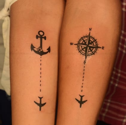 Compass Couple Tattoo