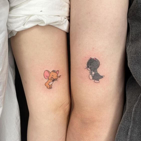 Couple Tom And Jerry Tattoo