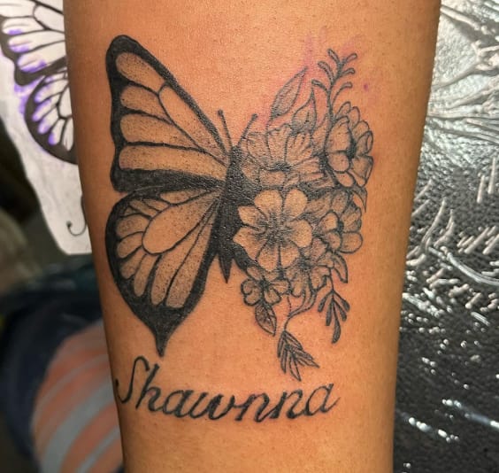 Flower & Butterfly Half Sleeve Tattoo