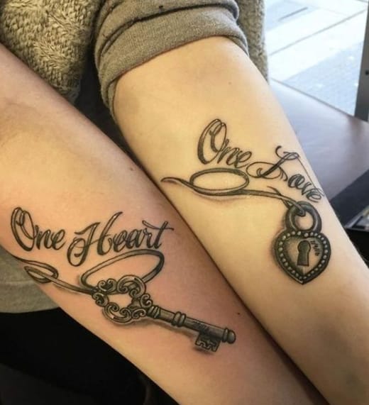 Heart & Key Couple Tattoo 1