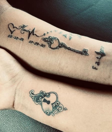 Heart & Key Couple Tattoo
