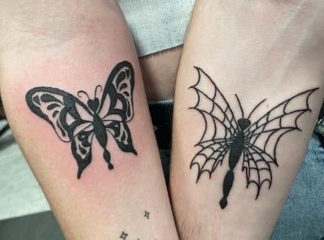 Matching Butterfly Hand Tattoo