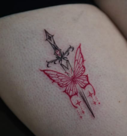 Red Butterfly Hand Tattoo new