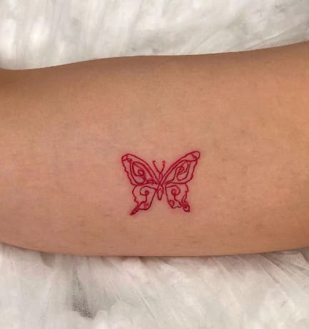 Red Butterfly Small Tattoo