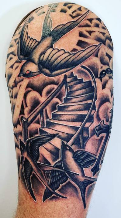 Stairway to Heaven Tattoo with Birds