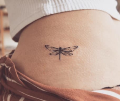 Black Dragonfly Waist Tattoo