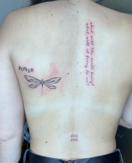 Dragonfly Memorial Date Tattoo
