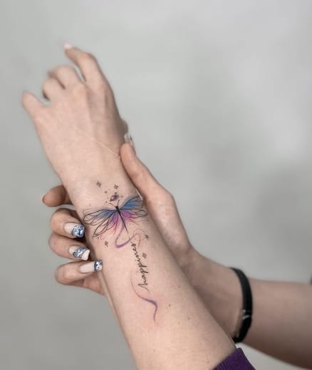 Dragonfly Memorial Name Tattoo
