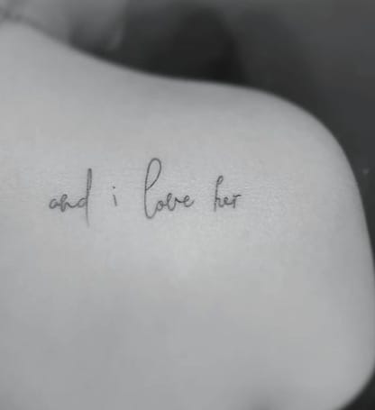 Beatles Quote Shoulder Tattoo 1